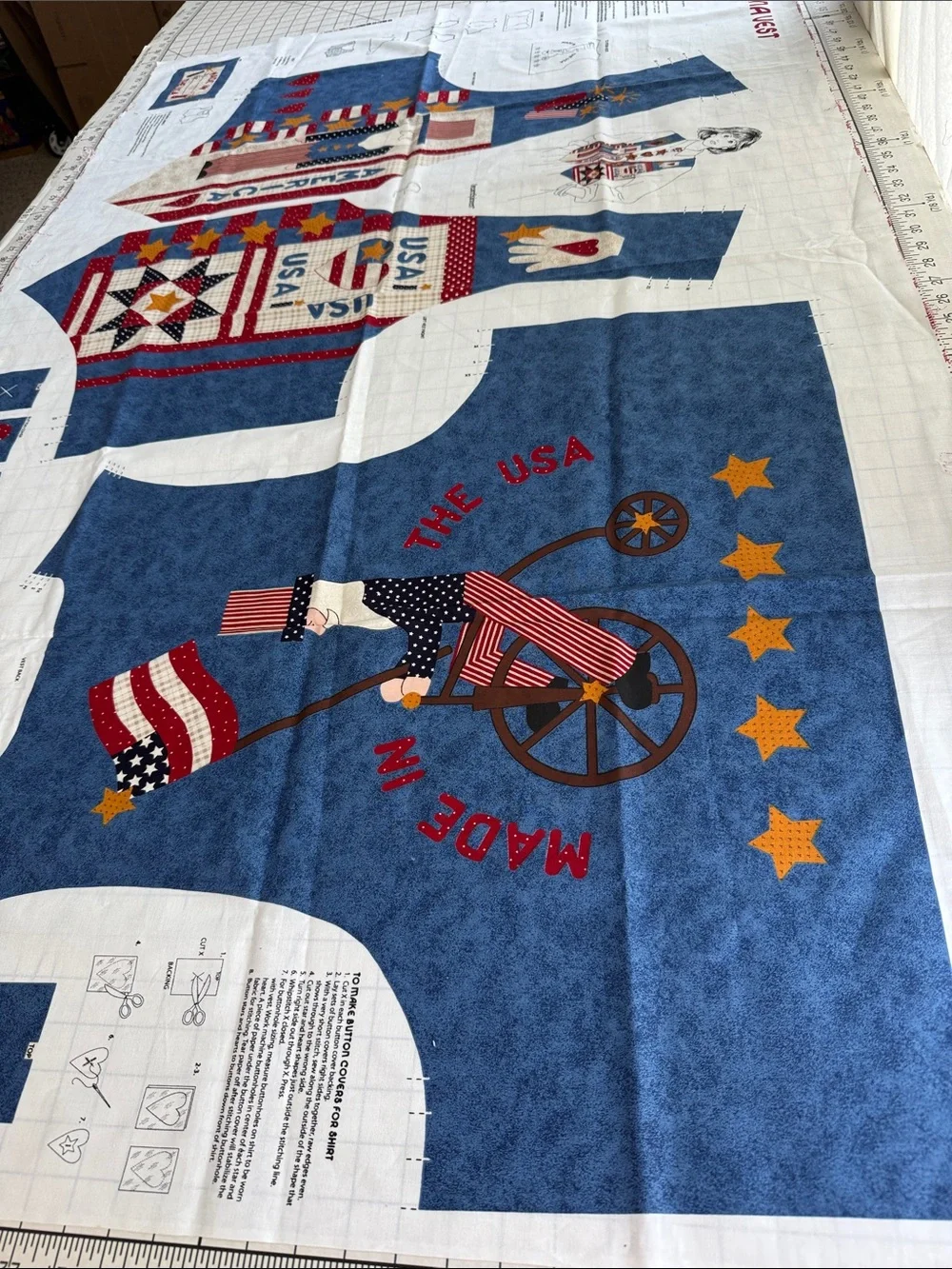Vintage DreamSpinners Americana Vest Fabric Panel Uncut Patriotic Sewing Project